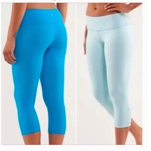 Lululemon Wunderunders Reversible Blue cropped length.